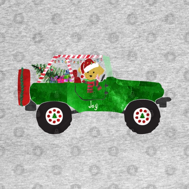 Christmas Jeep Golden Retriever Puppy by EMR_Designs